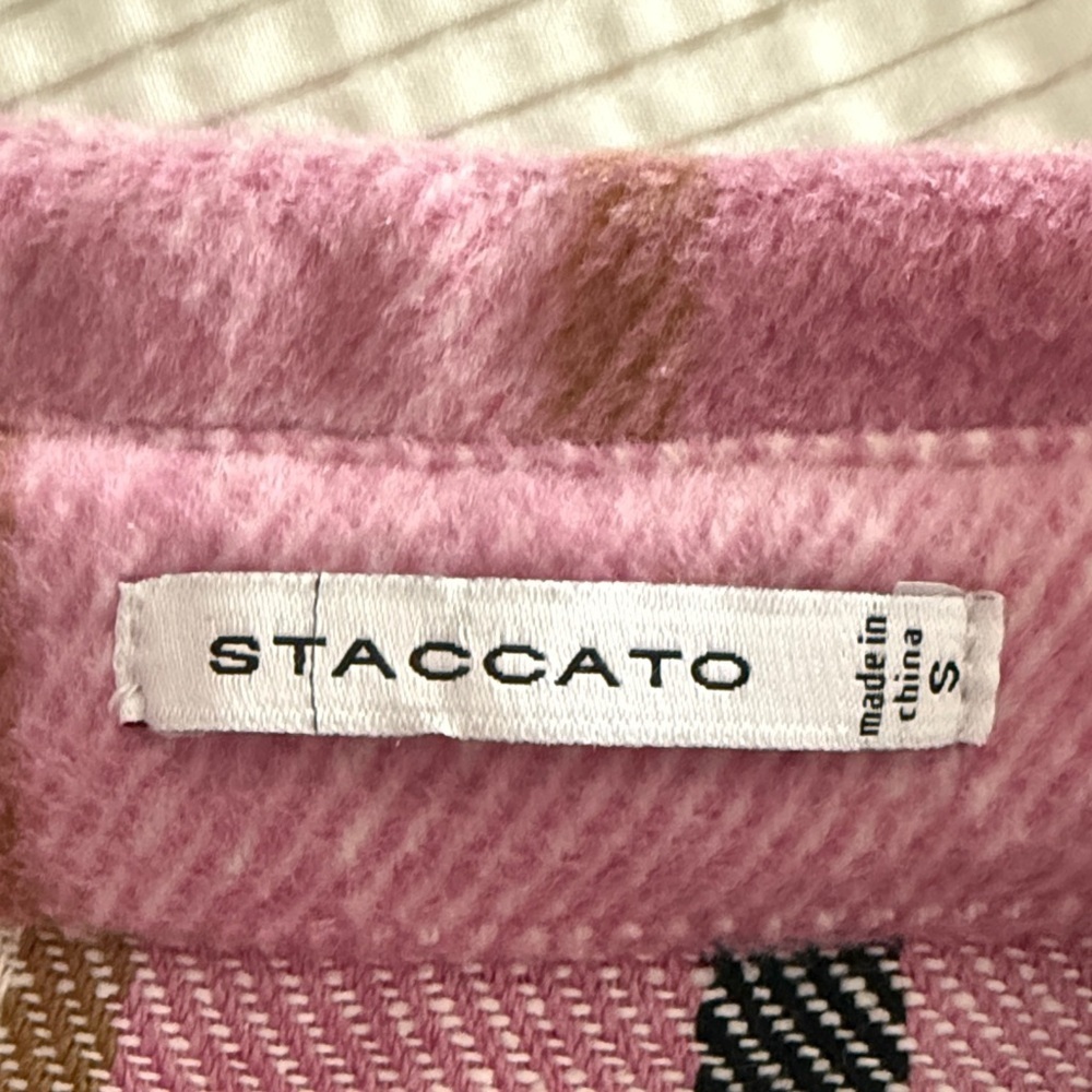 Staccato Pink and White Plaid Button-Up Flannel Shirt size S - Picture 4 of 9